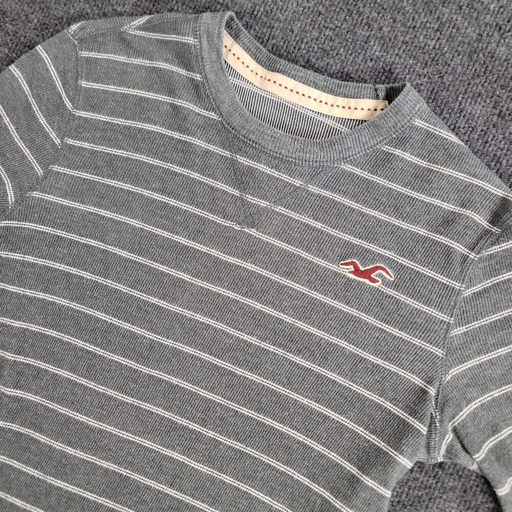 Hollister Cotton Poly Blend Crew Neck Soft Striped Thermal Long Sleeve Small